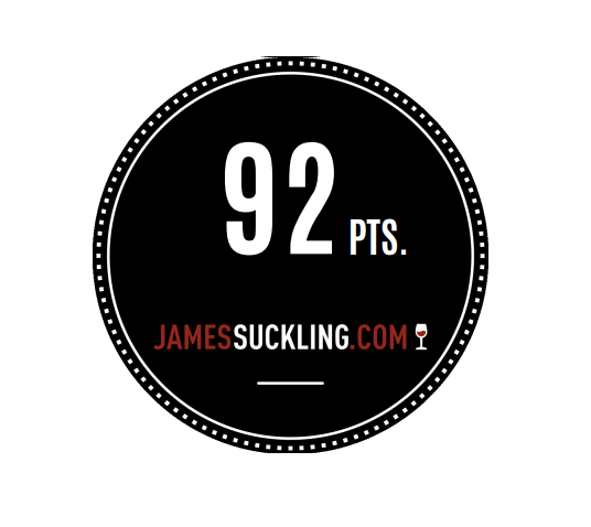 Black circle with border with 92 points and JamesSuckling.com in the center